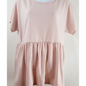 Les Amis Pink Short Batwing Sleeves Ruffled Hem Top Medium Lightweight Soft